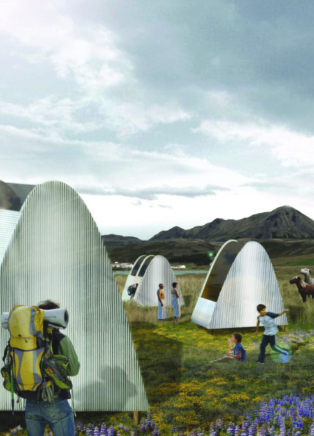 Curved Corrugated Aluminum Cabins Embracing Natural Landscapes and the Northern Lights