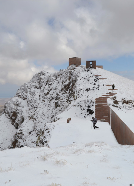 Weathered Corten Frames Capturing Spectacular Vistas in a Sustainable Landscape Installation  