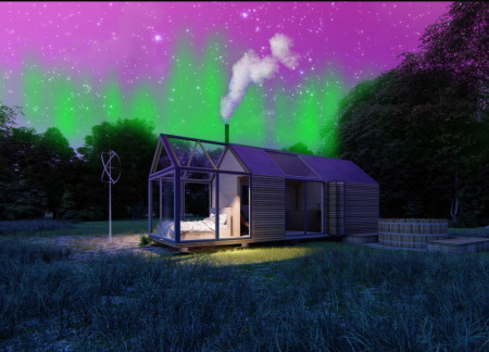Panoramic Shelter Crafted from Straw Insulation and Timber Frames for Northern Lights Viewing