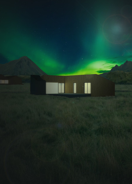 Cross-Laminated Timber Retreat Embracing Celestial Wonders with Charred Wood Accents