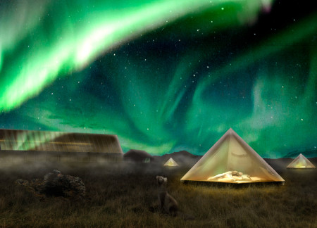 Translucent PMMA Walls and Cross-Laminated Timber Create a Polar Retreat for Aurora Viewing  