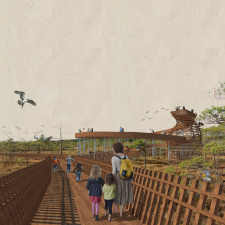 Twisting Observation Tower Crafted From Natural Timber and Steel Integrating Accessibility and Scenic Vistas