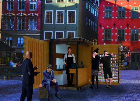 Charred Wooden Shingles and Cross-Laminated Timber Define a Sustainable Urban Coffee Kiosk  
