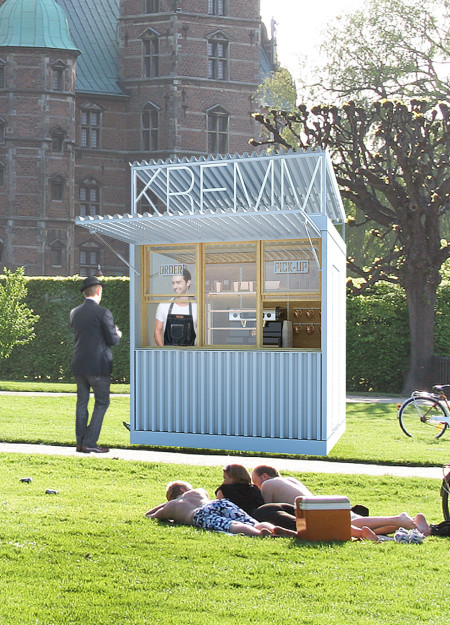 Coffee kiosk featuring modular aluminium design and waterproof construction for urban environments