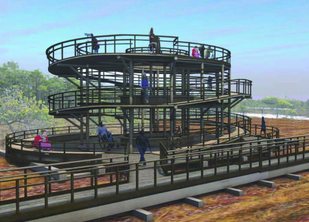 Circular Structure of Fir Wood with Open Ramps for Elevated Community Engagement