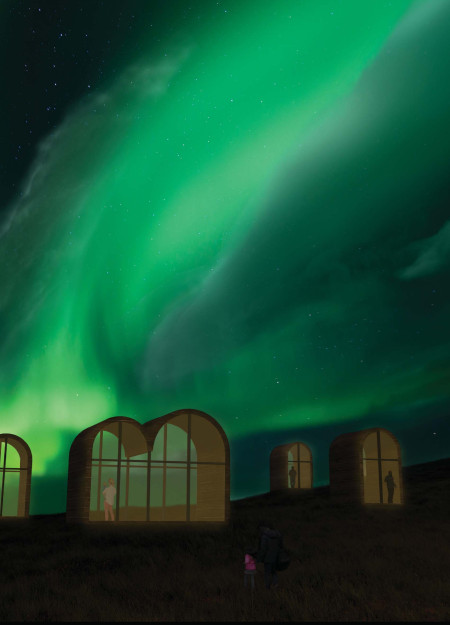 Curvilinear Forms Crafted From Local Timber Panels With Glazed Walls for Optimal Sky Views