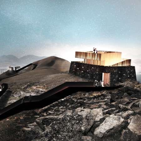 Volcanic Rock and Timber Integration at a Scenic Observation Point  