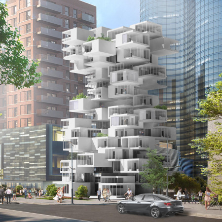 Vertical Modularity Enhanced by Glass Facades and Sustainable Concrete Solutions