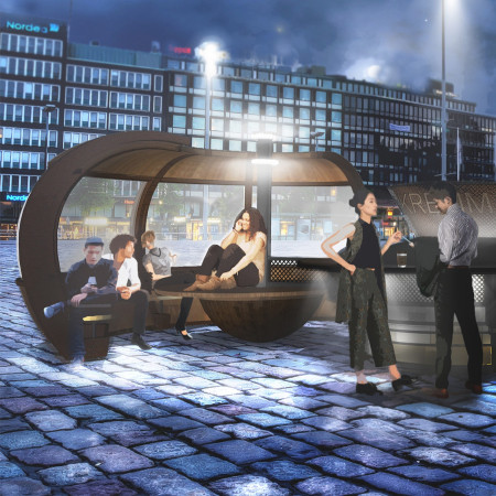 Circular Design Featuring Norway Spruce and Galvanized Steel in a Community Coffee Kiosk  