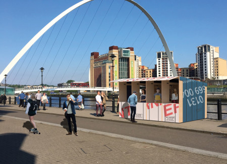 Upcycled Tarpaulin Kiosk Crafted From Plywood for Dynamic Urban Engagement