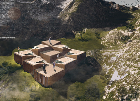 Charred Wooden Shingles and Green Roofs Defining Sustainable Multi-Use Spaces