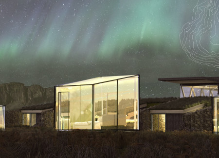 Glass Capsules Nestled Among Natural Stone, Harnessing Geothermal Energy for a Unique Retreat Experience