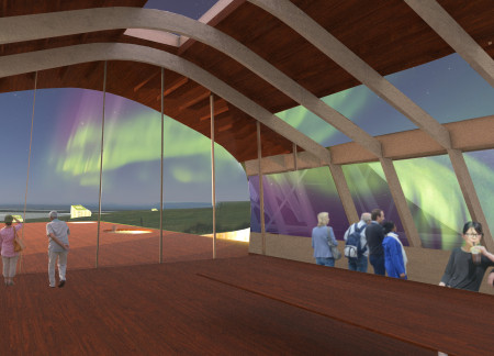 Mirrored Glass Facade and Angled Concrete Walls Create Immersive Community Space in Nature