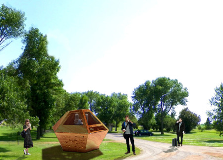 Exploring Light Play and Transparency in a Hexagonal Structure Crafted from Plywood and Plexiglass