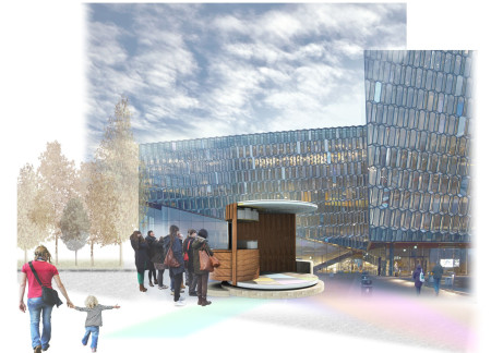 Curved Timber Panels Forming a Community Oasis for Urban Gatherings