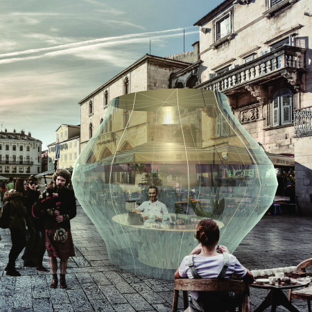 Translucent Glass and Timber Framework Creating Inviting Urban Gathering Spaces