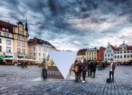 Octahedral Pavilion Crafted From Sustainable Wood Fiber Panels Within Urban Context  