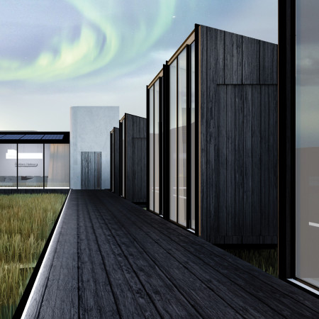 Charred Wooden Shingles and Solar Energy Powering a Modular Retreat Embraced by Nature