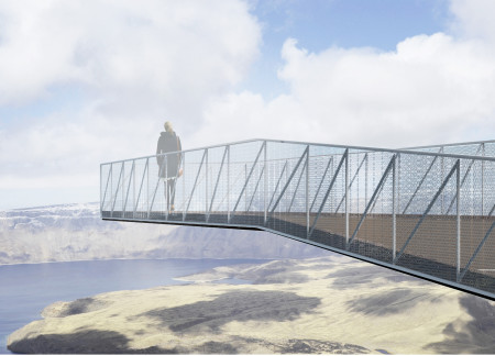 Corten Steel Pathway Integrating Expanded Metal Mesh Through Natural Terrain