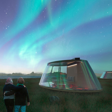Circular Modules Crafted from Polycarbonate and Laminated Wood Panels in a Volcanic Landscape  