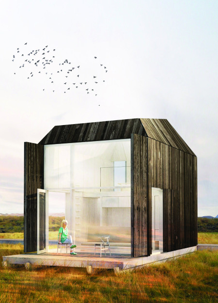 Nature retreat featuring Structural Insulated Panels and locally sourced timber in a volcanic landscape
