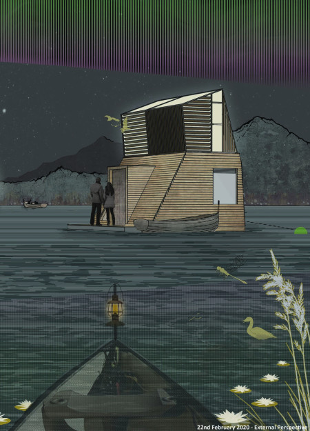 Floating Habitat With Circular Design Using Geothermal Timber And Sedge Landscaping  