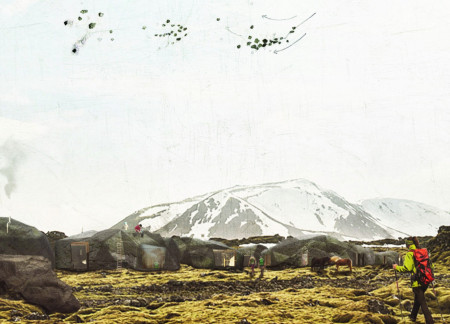 Guest houses crafted from lava rock and cross-laminated timber in a biophilic design for immersive nature experiences  