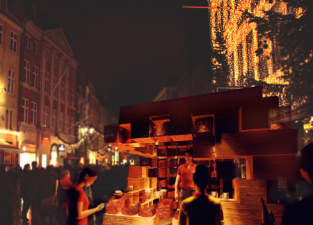 Transparent Bioplastic Façade and Recycled Wood Form a Sustainable Coffee Experience