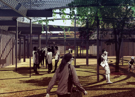 Elevated Metal Grate Deck Integrating Local Timber for Eco-Conscious Nature Recreation  