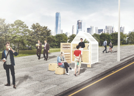 Folding Polycarbonate Structure Featuring Sustainable Aluminum Framework in Urban Coffee Experience