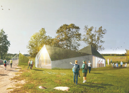 Charred Wooden Shingles and Geometric Timber Forms Shaping a Nature-Focused Visitor Experience  