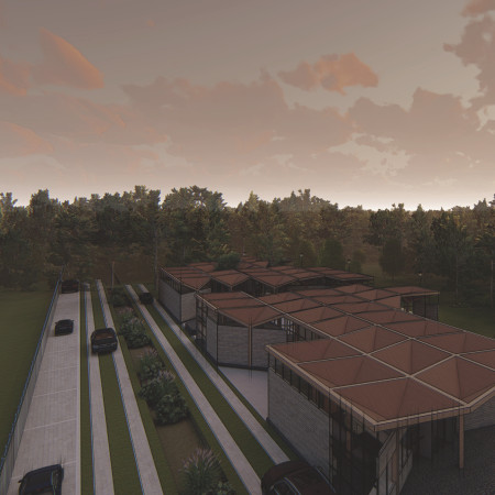 Interlocking Roof Configuration Crafted from Local Stone and Wood for a Visitor Center in Nature Park