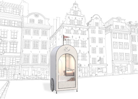 Curvilinear Structure With Terrazzo Surfaces And Transparent Glass For Urban Beverage Service