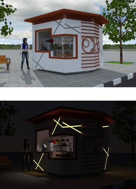 Fire Glass Facade and Galvanized Steel Structure Shaping an Urban Coffee Experience  