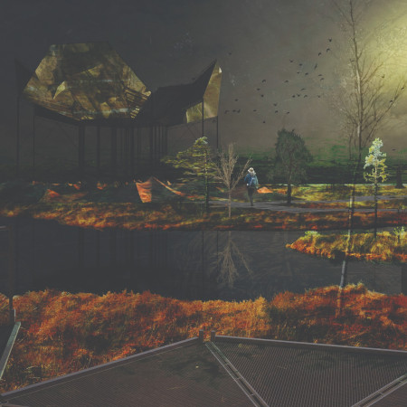 Observatory Designed with Warped Pyramids and Mirrored Glass for Enhanced Environmental Integration