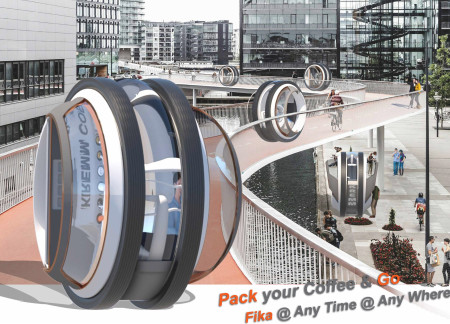 Monowheel Structure Featuring Transparent Polycarbonate and Aluminum for Mobile Coffee Experiences  