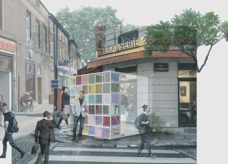 Transparent Acrylic Modules with Vibrant Color Palette for Community Coffee Experience  