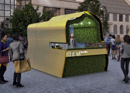 Curvilinear Design Featuring Expanded Metal and Artificial Grass for a Community Café  