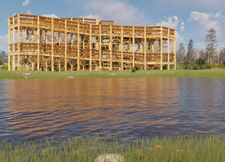 Birch Branch Envelope Envelops Local Timber Structure With Inclusive Ramping for Nature Observation