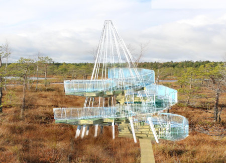 Spiral Observation Tower Featuring Glulam and Polycarbonate Integration in Wetland Reserve