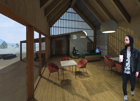 Natural Light-Infused Spaces Crafted With Dark Gray Solar Tiles and Expansive Glass in a Modular Cabin Retreat  