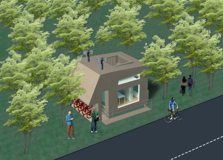 Vertical Wind Turbine and Plywood Construction in an Eco-Friendly Small Home  
