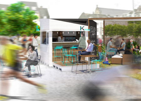 Chalkboard Facade and Reclaimed Wood Craftsmanship in a Flexible Urban Gathering Space  