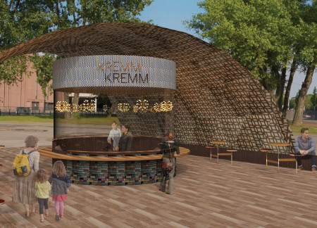 Translucent Canopy and Recycled Materials Create Flexible Community Space  