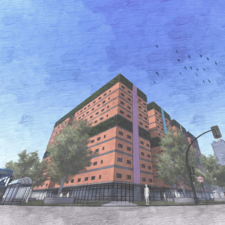 Sustainable Living with Green Roofs and Modular Brick Design in Urban Community Housing