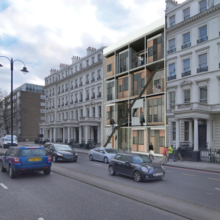 Modular Housing With Metal Frame and Charred Wooden Shingles Promoting Urban Sustainability