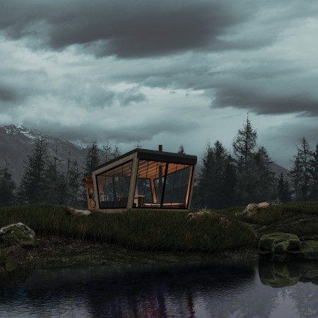 Laminated Timber Cabins Featuring Steel Piers for Sustainable Cycling Rest Areas