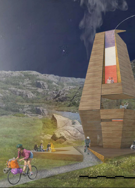 Charred Wooden Shingles and Local Timber Form a Multifunctional Rest Area Along the EuroVelo Trail