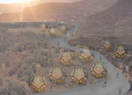 Geometric Dodecahedron Constructed with Laminated Glass and Steel for Versatile Modular Living