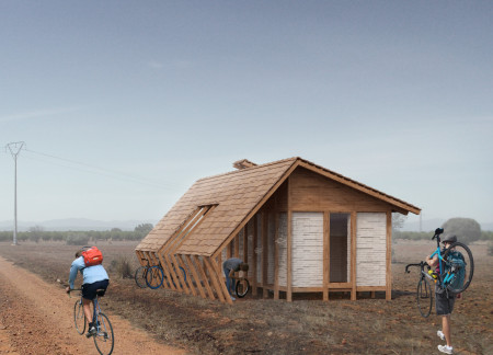 Mycelium Construction and Cedar Roofing for Sustainable Cyclist Rest Areas